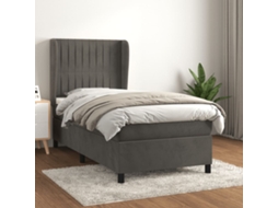 Vidaxl Cama Com Molas/colchão 80x200 Cm Veludo Cinza-escuro