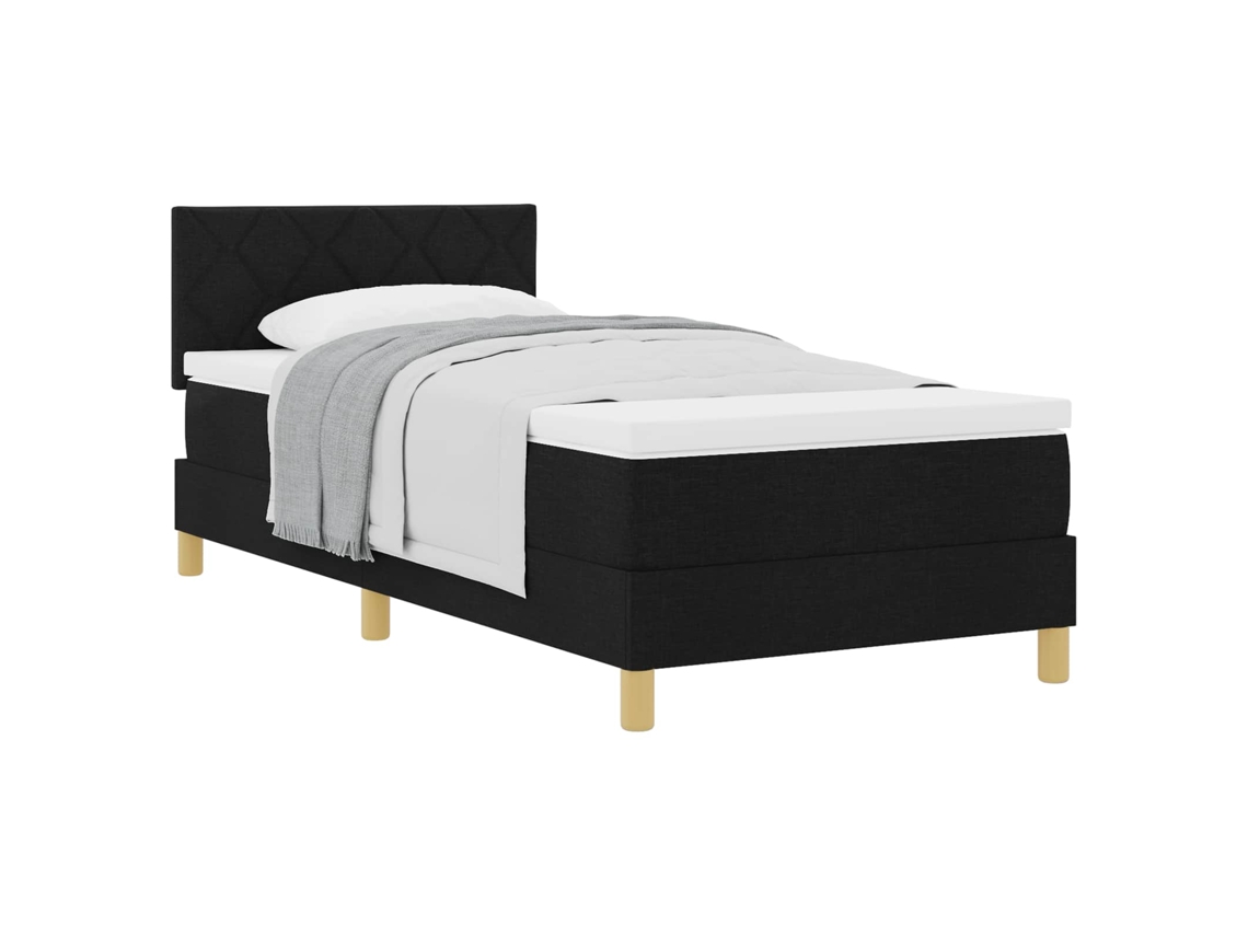 Cama Box com Colchão com Cabeceira Preto Tecido MAISON EXCLUSIVE 90x190 cm