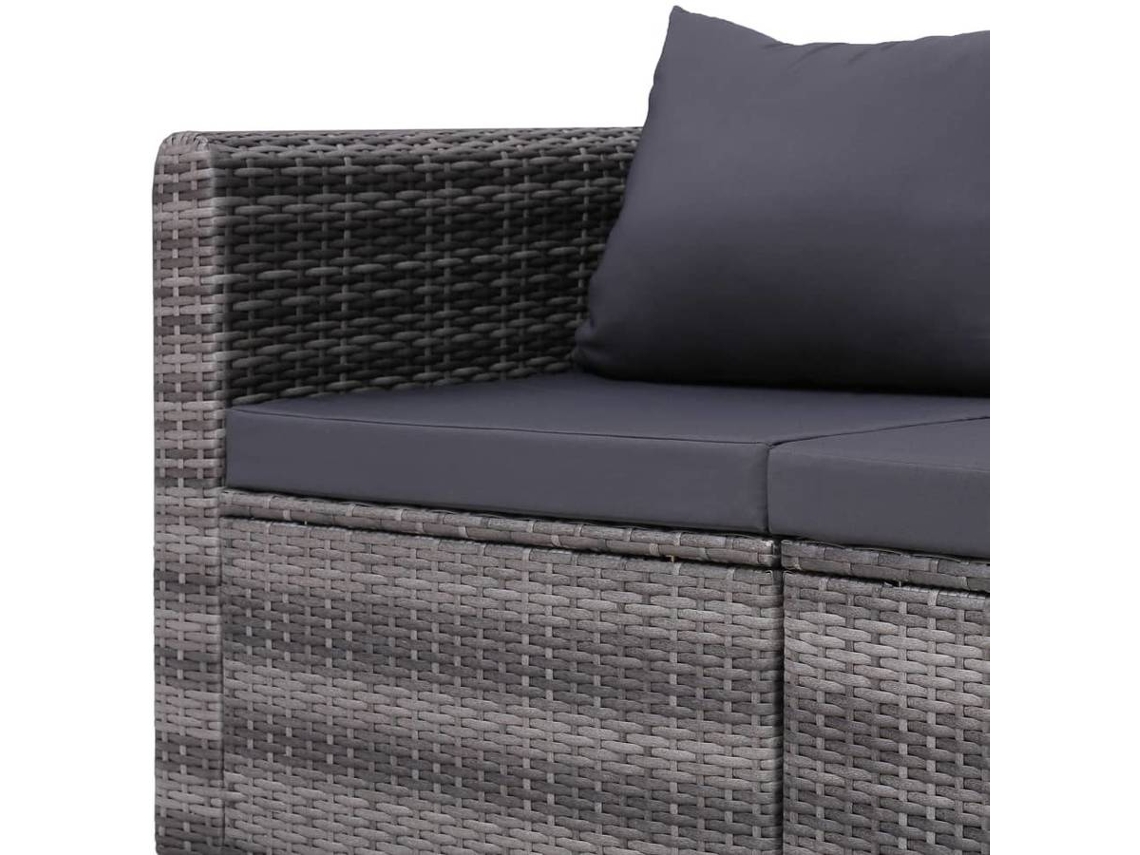 vidaXL Sofás de canto para jardim 2 pcs vime PE cinzento Worten.pt