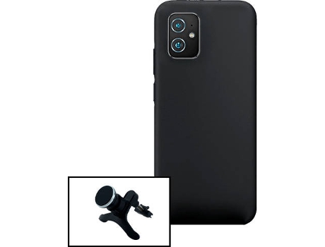 Capa + Suporte Magnético Reforçado Asus Zenfone 8 PHONECARE Silicone Líquido Preto