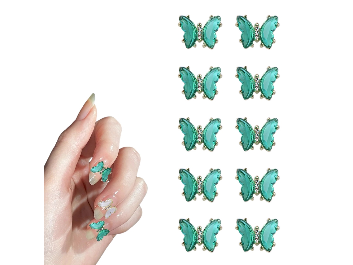 10 Borboletas de Cristal Acessórios de Manicure de Zirconia para Unhas Diy NEVEANCE