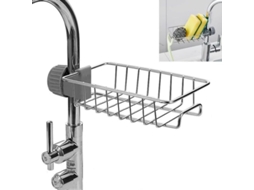 Suporte de pia de cozinha Rebe-rack, suporte suspenso em aço inoxidável com escorredor para esponjas, escovas e sabão.