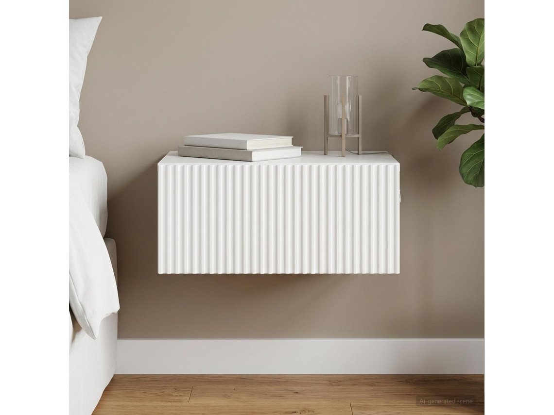 Vidaxl Gabinete De Canto Montado Na Parede Branco Brilhante