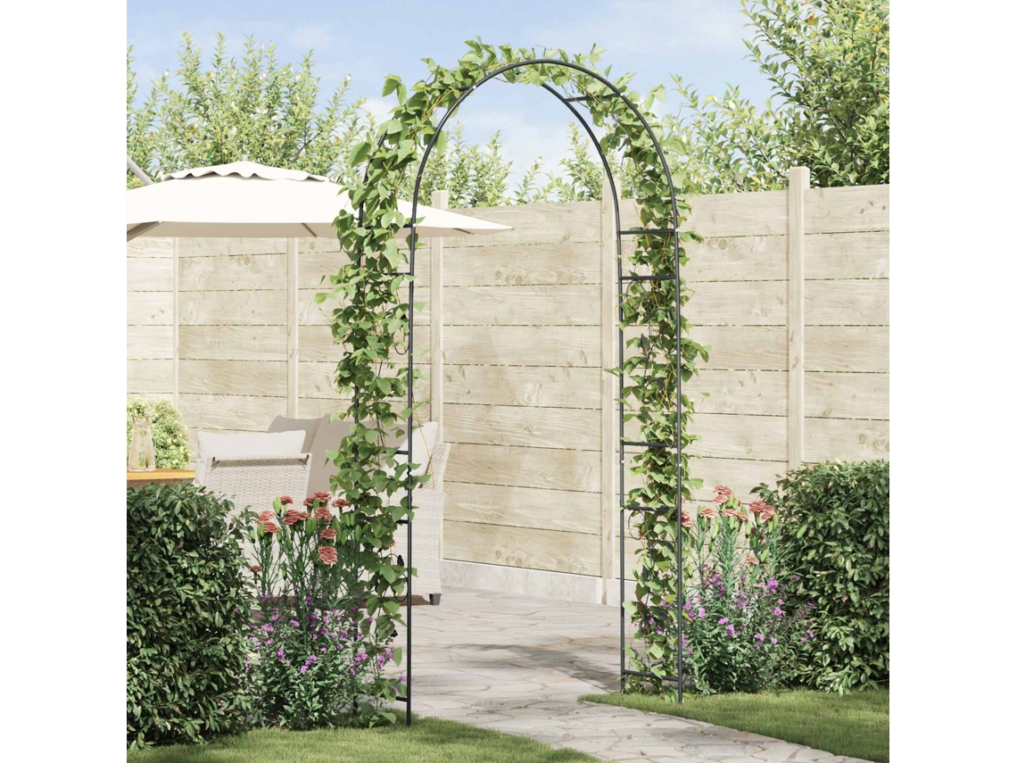 Vidaxl Arco De Jardim Preto 115 X 37 X 231 Cm