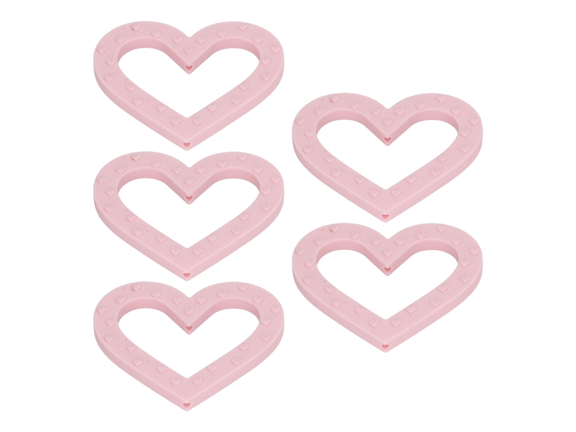 5 Peças De Chupeta De Silicone Em Forma De Coração Suave Seguro Para Bebês E Crianças Pequenas Cor Rosa Claro