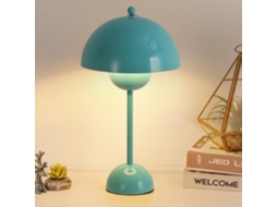 Candeeiro De Mesa Azul Turquesa Ou Celeste Design Cogumelo – Metal, 34 cm, Casquilho E27 Para Quarto, Sala, Crianças, Estúdio Ou Escritório