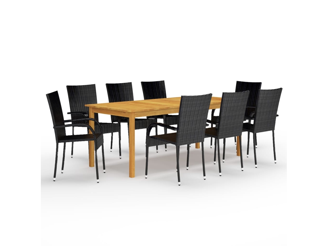 Conjunto 9 de jantar VIDAXL para jardim preto