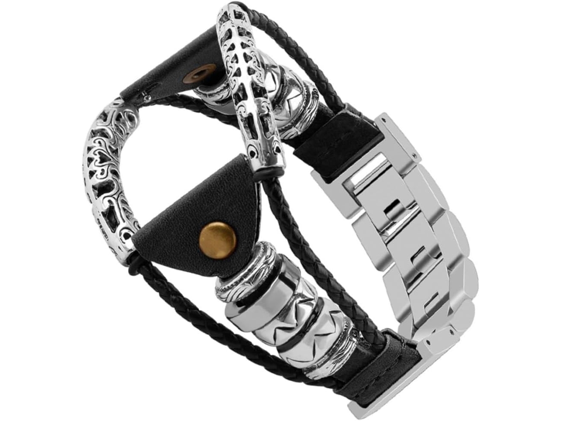 Pulseira Moderna Em Aço Inoxidável Para Relógios Gear, Design Trançado, Preta E Durável, Compatível Gokoco
