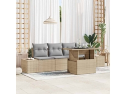 Vidaxl Conjunto De Sofá De Jardim 5 Unid. Bege E Cinza Claro