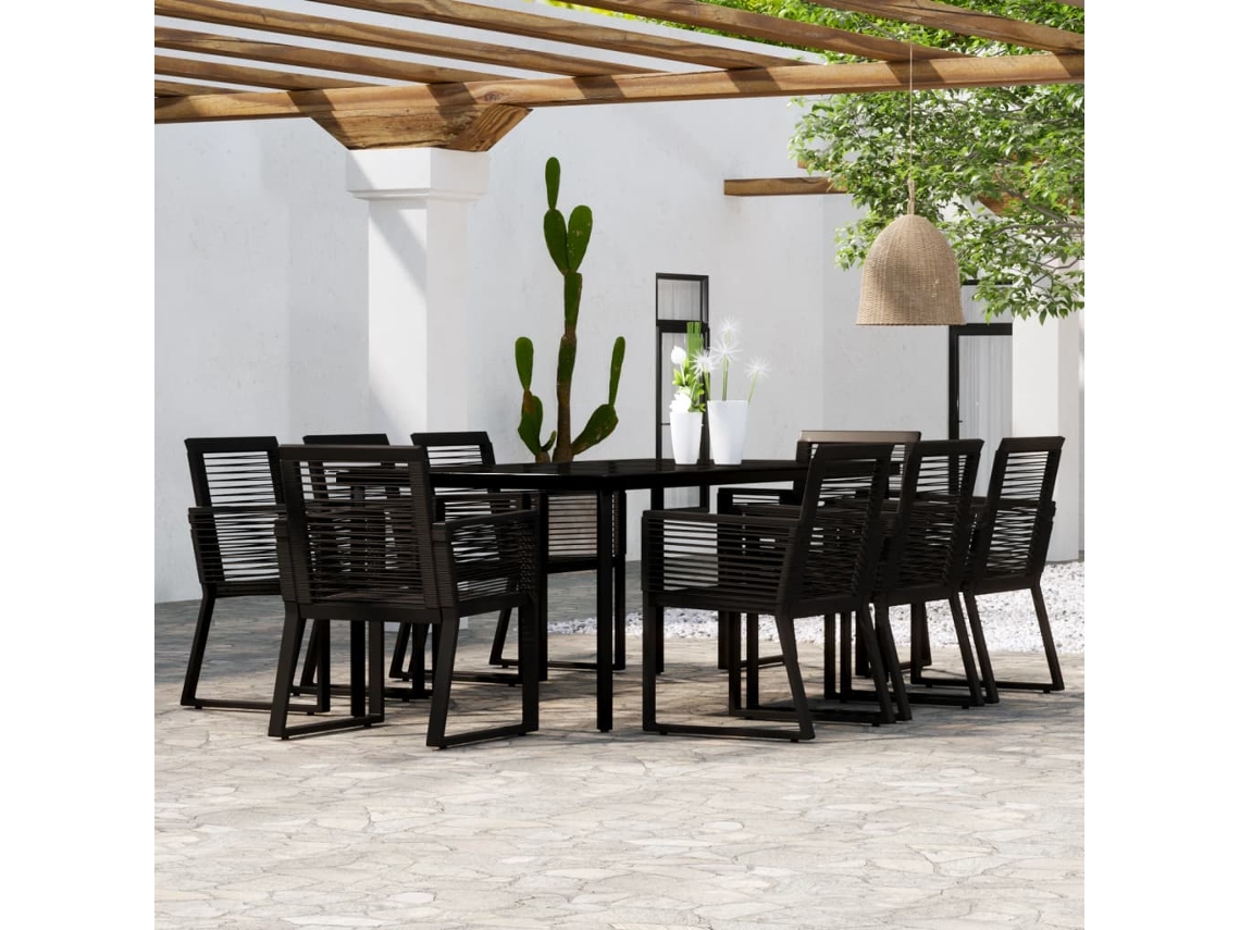 Vidaxl 9 Pcs Conjunto De Jantar Para Jardim Preto