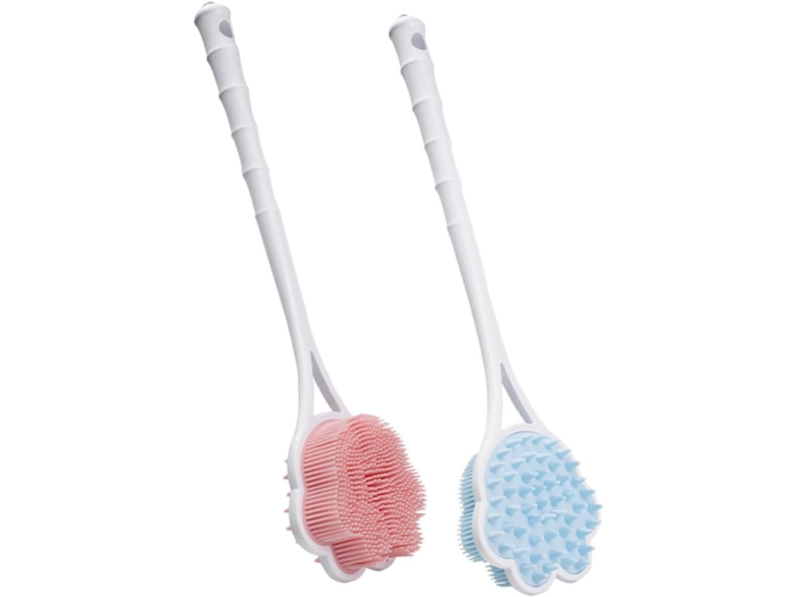 Lurelia Pack De 2 Escovas De Silicone Para Costas E Corpo, Silicone Macio, Cabo Longo E Cerdas Macias