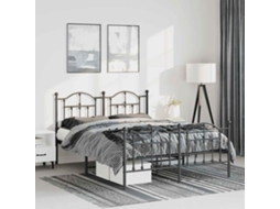 Vidaxl Estrutura De Cama Com Cabeceira E Pés 150x200 Cm Metal Preto