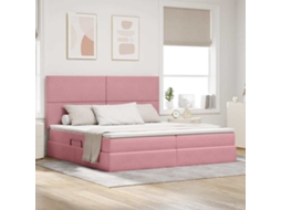 Vidaxl Cama De Armazenamento Led Com Colchão Rosa 200 X 200 Cm Veludo