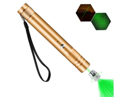 Ponteiro Laser Verde, Recarregável de Alta Potência, de Longo Alcance, com Proteção em Forma de Estrela Dourado HEXINYIGJLY