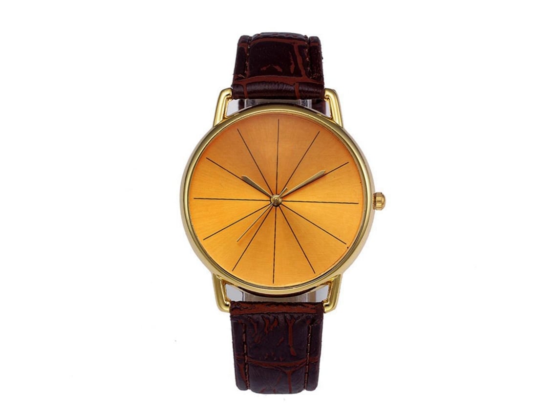 Relógio de pulso universal com pulseira de liga metálica simples, unissex, para estudantes, dourado.