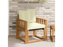 Vidaxl Sofá Exterior Madeira Sólida De Acácia Natural E Creme