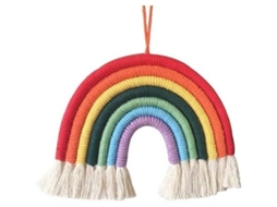 Decoración De Parede De Macramé Arcoíris Para Crianças Feita À Mão Com Fio De Algodão E Detalhes Finos