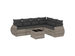 Conjunto de 7 Sofás de Jardim com Almofadões Vime Pe Cinzento Claro MAISON EXCLUSIVE (7 pcs)