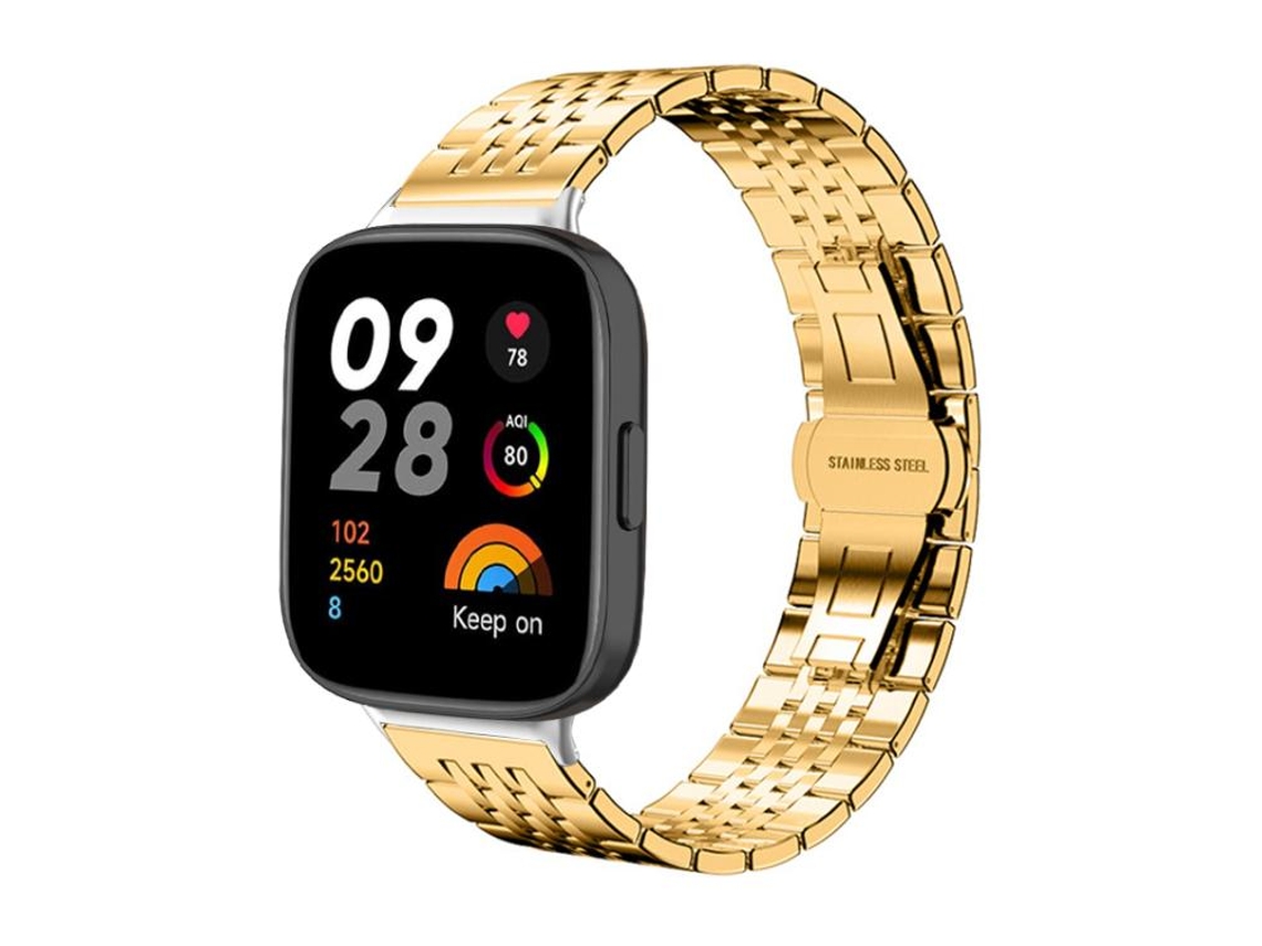 Bracelete para Redmi Watch 3 Aço Inoxidável com Sete Esferas Dourada XIAOMOYU (20mm)