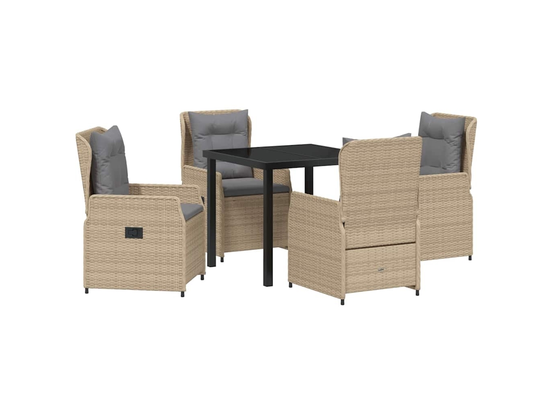 Maison Exclusive - Conjunto De Jantar Para Jardim 5 Pcs Bege E Cinza Claro Vime Pe