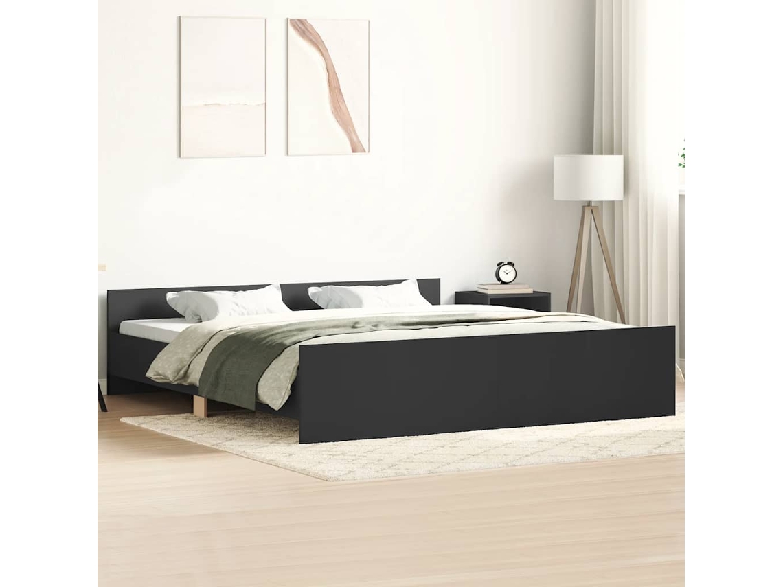 Vidaxl Estrutura De Cama Com Cabeceira E Apoio Pés 160x200 Cm Preto