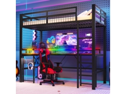 Cama Metal Alta 90x200 Led Rgb Escrivaninha Usb Type-c Tomada