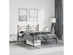 Estrutura De Cama Com Cabeceira E Pés 193x203 Cm Metal Preto