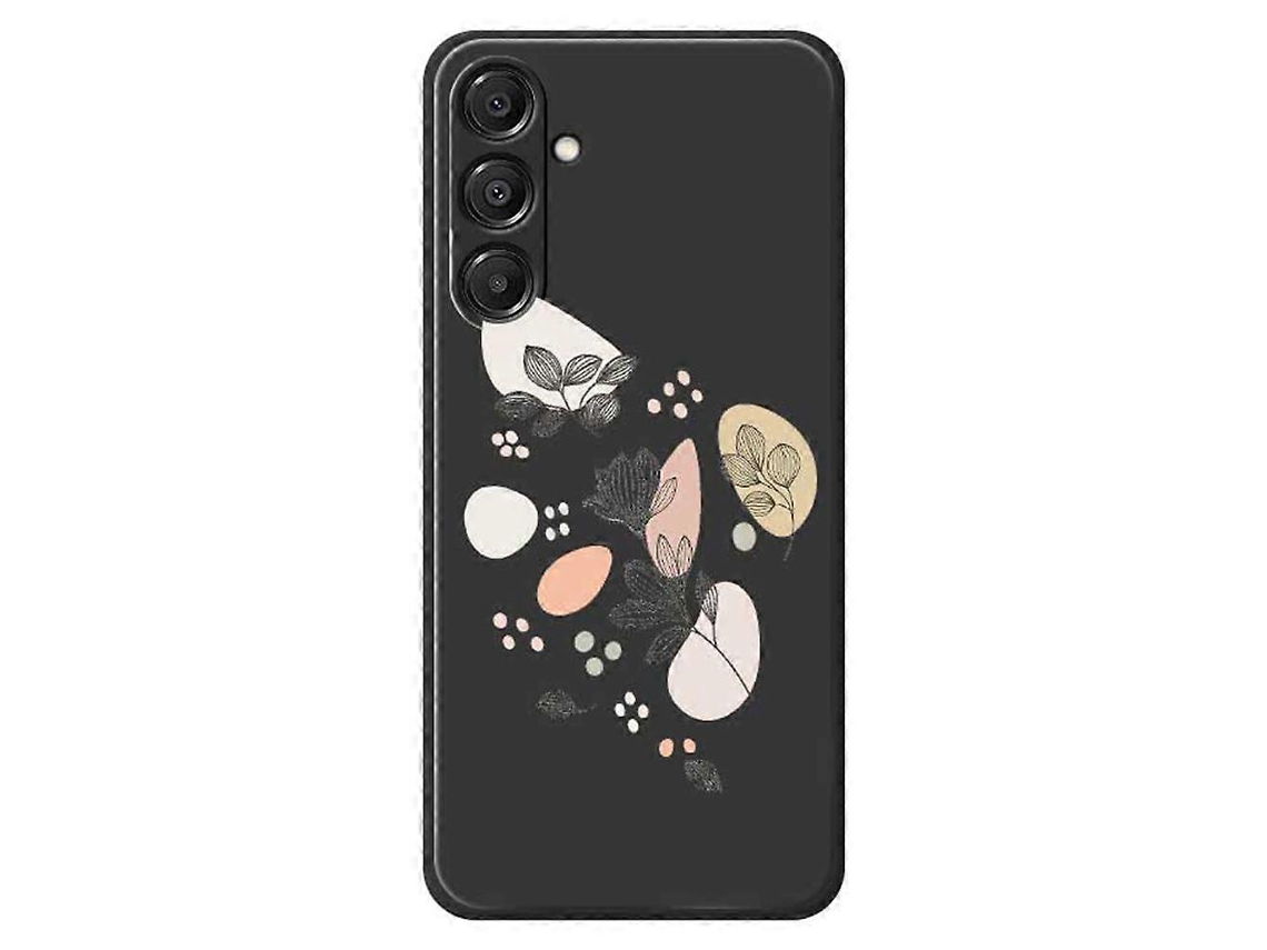 Capa Traseira De Tpu Preta Com Estampa De Folhas E Desenho De Desenho Para Samsung Galaxy A16 5g 4g