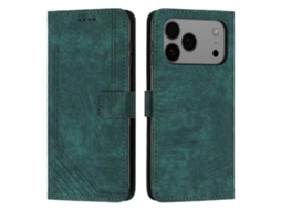 Capa De Couro Com Aba, Porta-cartões, Fecho Magnético, Suporte Resistente A Impactos E Cordão Retrátil, Compatível Com Iphone 17 Pro Max – Verde