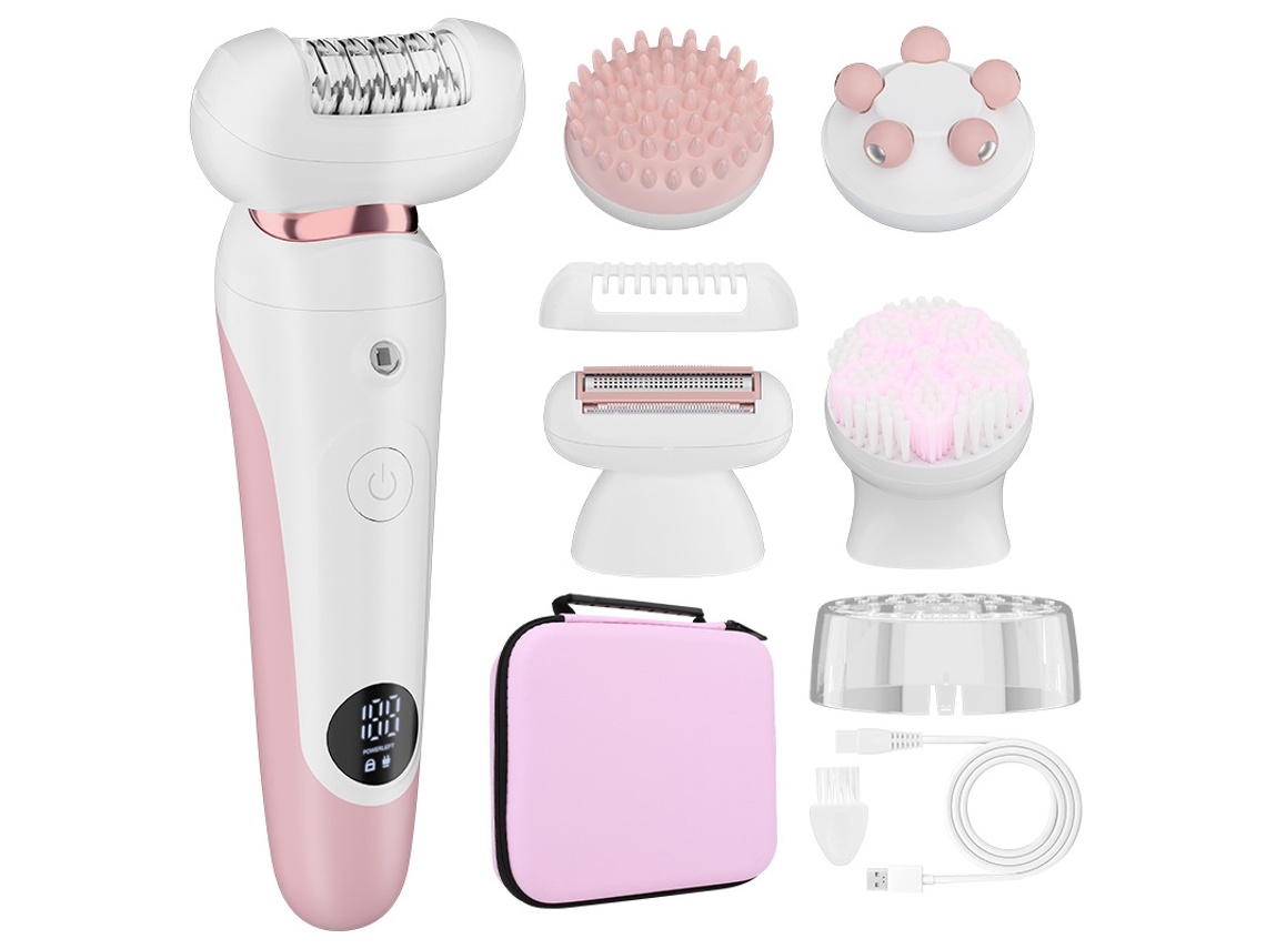 Escova de limpeza facial elétrica 5 em 1 para mulheres, escova facial úmida e seca CXC