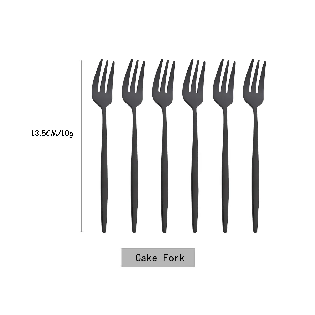Garfos de Aço Inoxidável para Chá, Talheres para Salada, Utensílios de Cozinha MDUG (preto, 6 Peças)