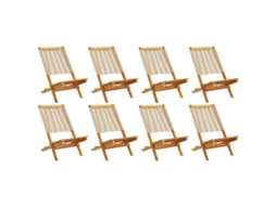 Cadeiras de Jardim Dobráveis 8 pcs Madeira de Acácia Maciça Bege MAISON EXCLUSIVE