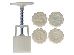 Ronjoe-molde De Bolo De Lua Manual 50g Com 4 Carimbos Redondos Para Biscoitos E Doces De Cozinha