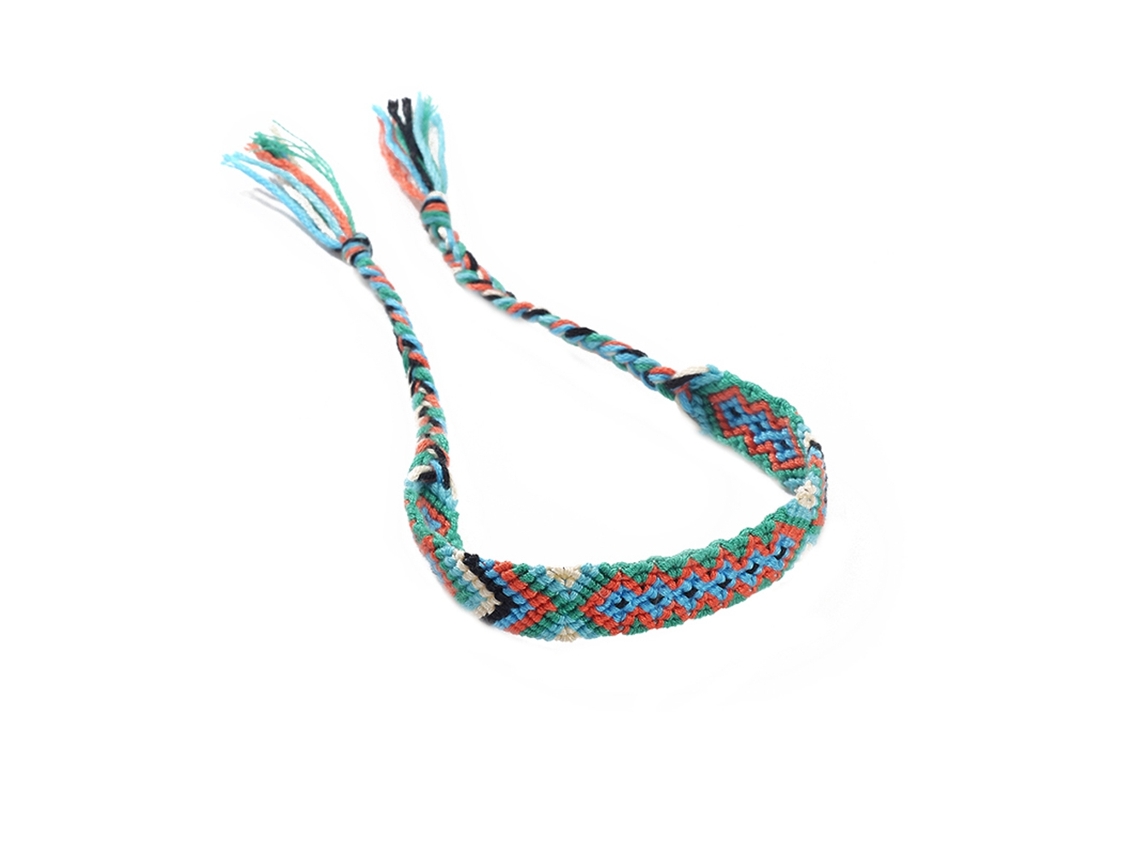 Pulseira Feminina Estilo Étnico Tecida Ajustável Com Tasséis