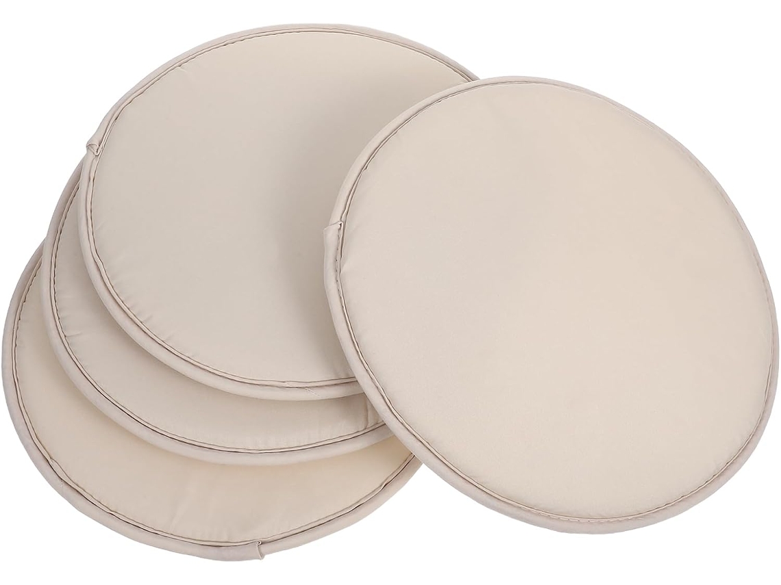 Almofadas Redondas Para Cadeiras, Conjunto De 4 Peças, Bege