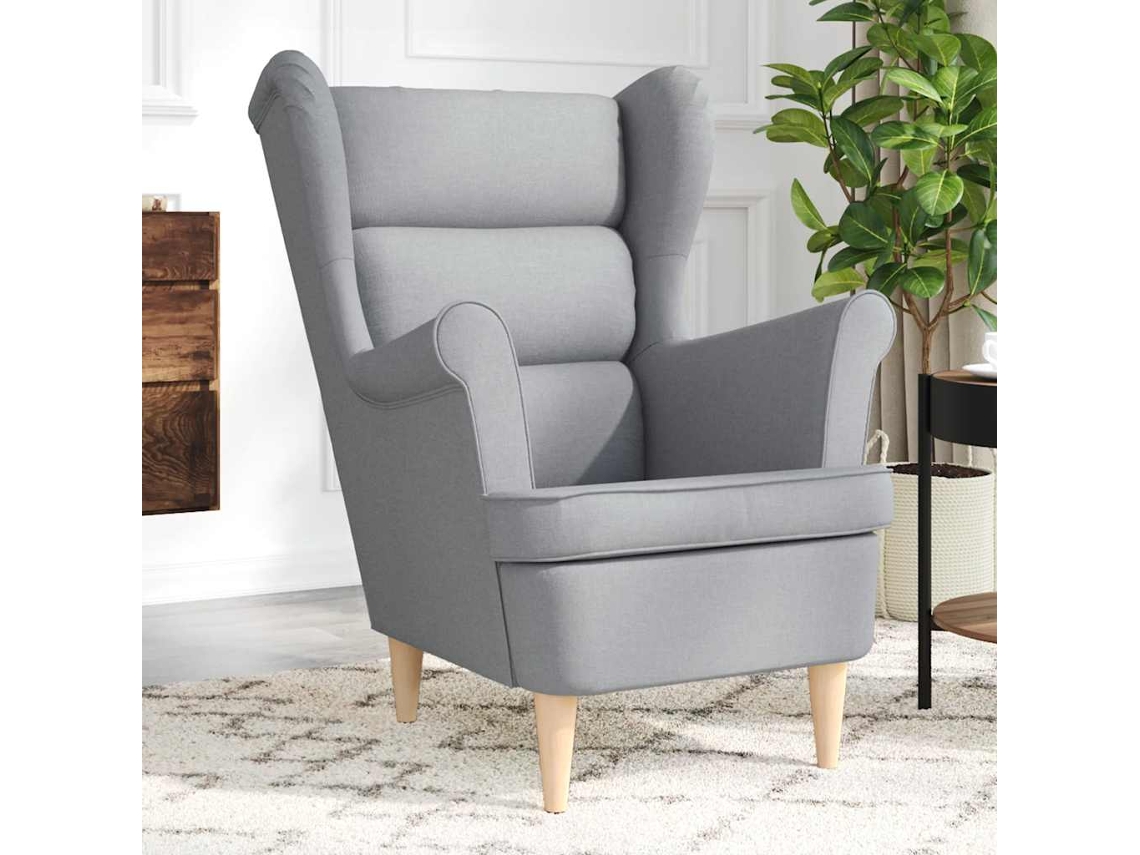 Cadeira Com Apoio De Braços 74x84x100 Cm de Tecido Cinzento Claro Wsd193784 Adorável Casa