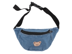 Bolsa de cintura infantil de lona com estampa de urso, ajustável, azul claro, modelo 2026.