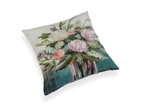 Almofada VERSA Bloemen Poliéster 45 X 45 cm