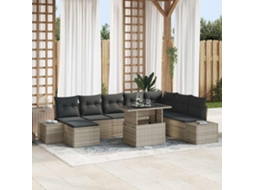 Vidaxl Conjunto De Sofá De Jardim 9 Unid. Cinzento-claro Vime Pe
