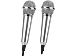 Mini Microfones De Celular Em Metal Prateado (2 Unidades) Compatíveis Com Pc.