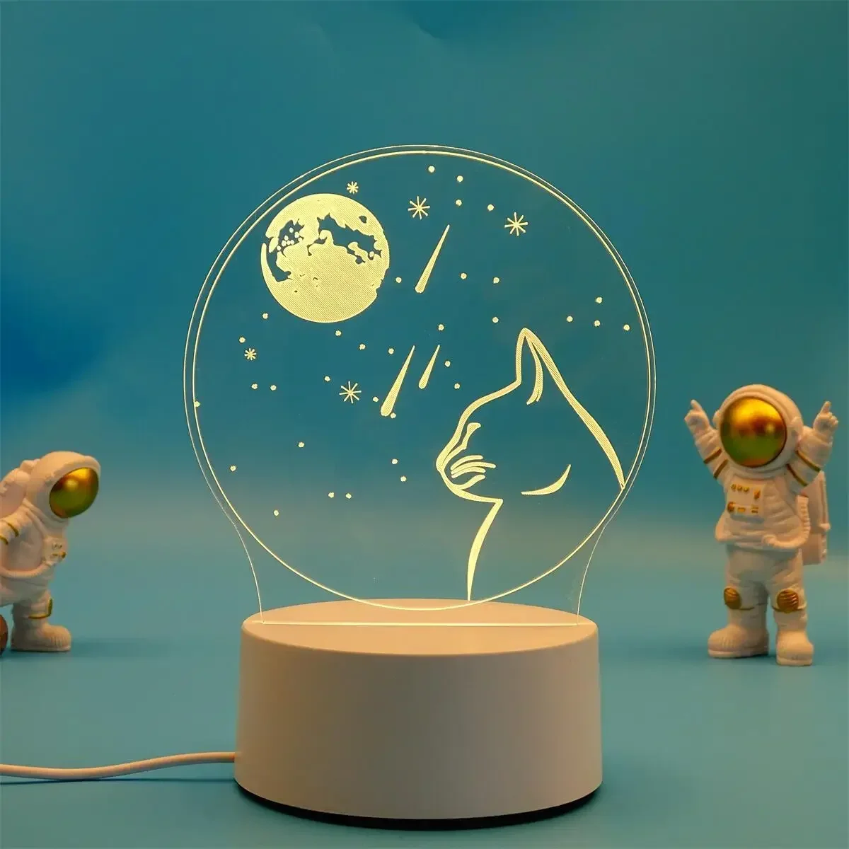Luminária Noturna Led Usb 3d em Acrílico , Ideal para Decoração de Casa e Quarto. MDUG (3 Cores)