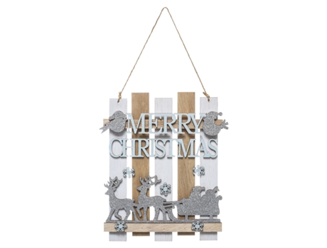 Tábua suspensa de madeira alegre 23 cm FEERIC LIGHTS & CHRISTMAS
