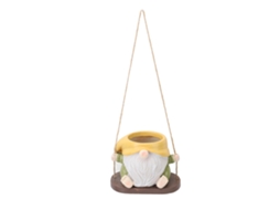 Vaso Pendente Primerox Gnome Sem Rosto em Resina para Interior e Exterior Amarelo Verde