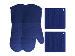 Conjunto de 4 luvas de silicone Nova Line para forno e suporte