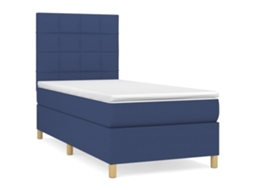 Cama com Molas/colchão 90x190 Cm Tecido Azul MAISON EXCLUSIVE