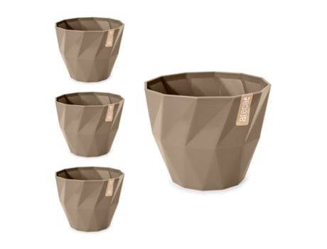 Conjunto de 4 Vasos Decorativos Redondos de 19 cm com Textura. cinza ARECA
