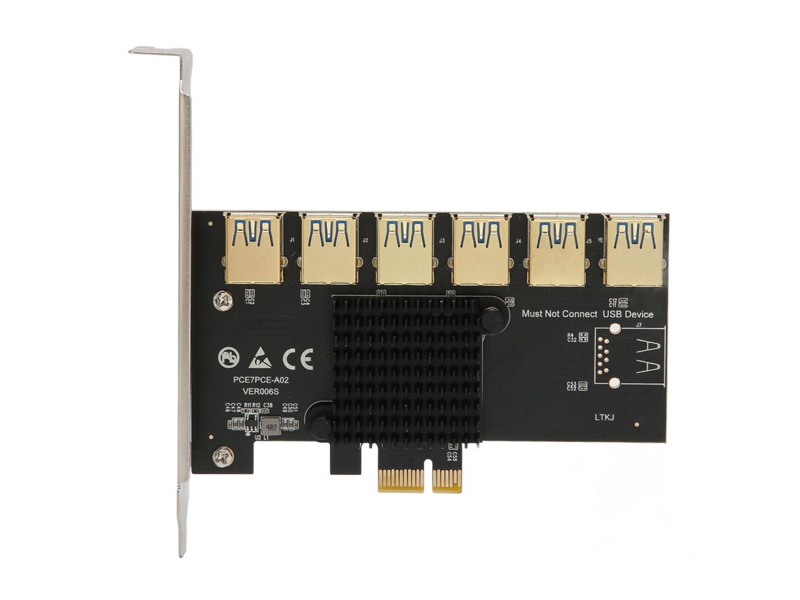 Placa Riser Pcie 1 Para 6 Placa Adaptadora De Extensão Gráfica Pcie 1x Usb3.0