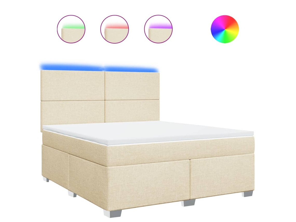 Cama com Molas/colchão 180x200 Cm Tecido Cor Creme MAISON EXCLUSIVE