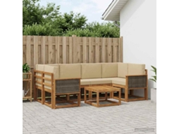 Vidaxl Conjunto De Sofás Para Exterior Com Almofada 5 Pcs Natural