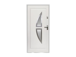 Porta de Entrada Semi-Vidrada Covas VENTE-UNIQUE.PT (Branco - Metal e Vidro - 95x9x203.5 cm)